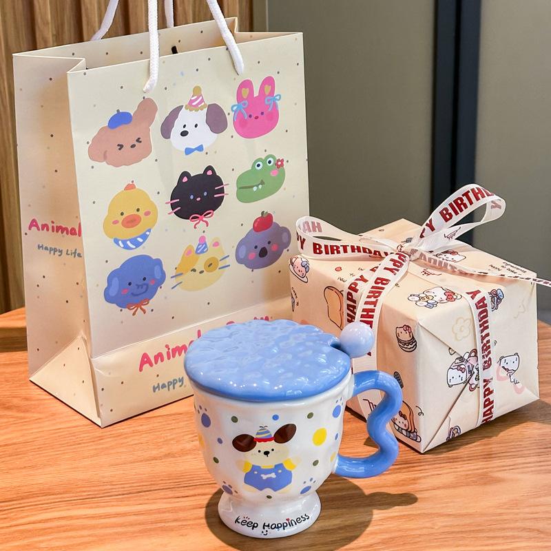 Graduation Season Souvenirs for Classmates and Teachers, Cute Rabbit Ceramic Mug, Birthday Gift Box for Boys and Girls