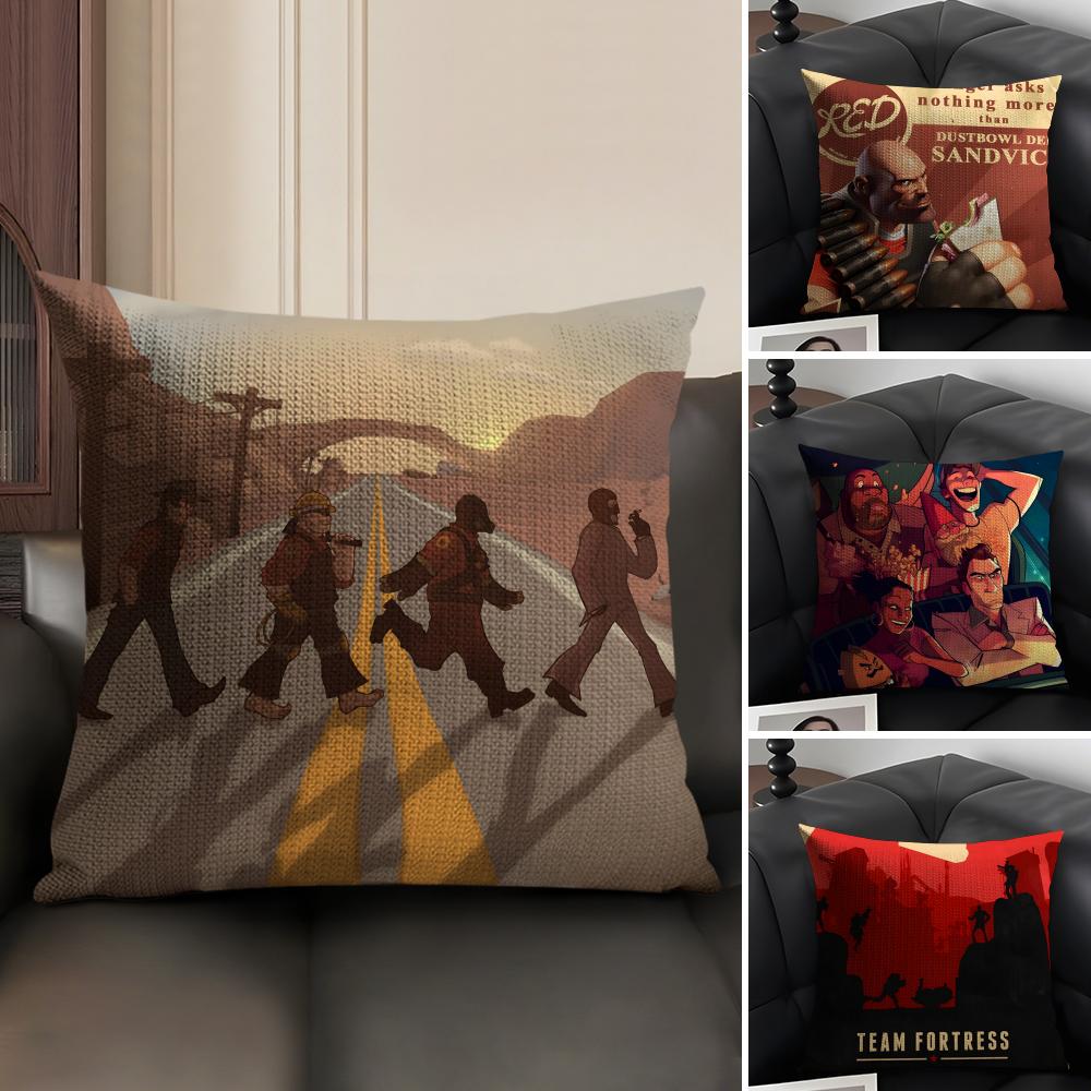 Tf2 Команда Счастливой Игрой T-Team Fortress 7 Наволочка Натуральный Лен Двусторонний Принт Диван Домашний Декор Чехол для Подушки