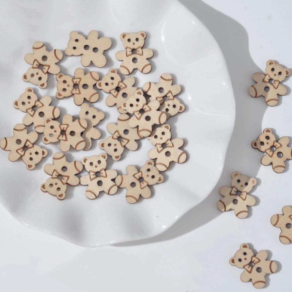 20 pcs Wooden Cat Shape Buttons 2 Holes Sewing Buttons Vintage Fish Buttons  Bags Hats