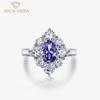 Кольца с высокоуглеродистыми бриллиантами, стерлинговое серебро 925 пробы, 6*9 мм, цветочный синий драгоценный камень, романтические ювелирные изделия, подарки для свадебной вечеринки, новая тенденция