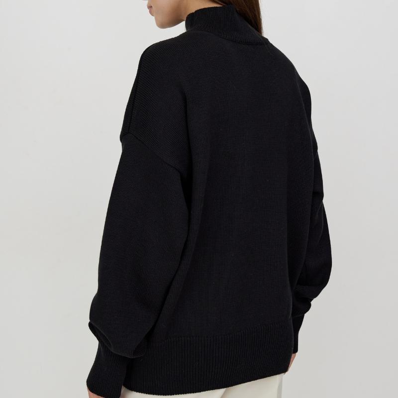 Женский свитер с высоким воротником, базовый мягкий красный вязаный топ с длинными рукавами, пуловер, классический однотонный винтажный зимний зимний свитер со стоячим воротником для женщин