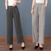 Летние женские повседневные брюки больших размеров с высокой талией, универсальные прямые брюки, повседневный тонкий дизайн