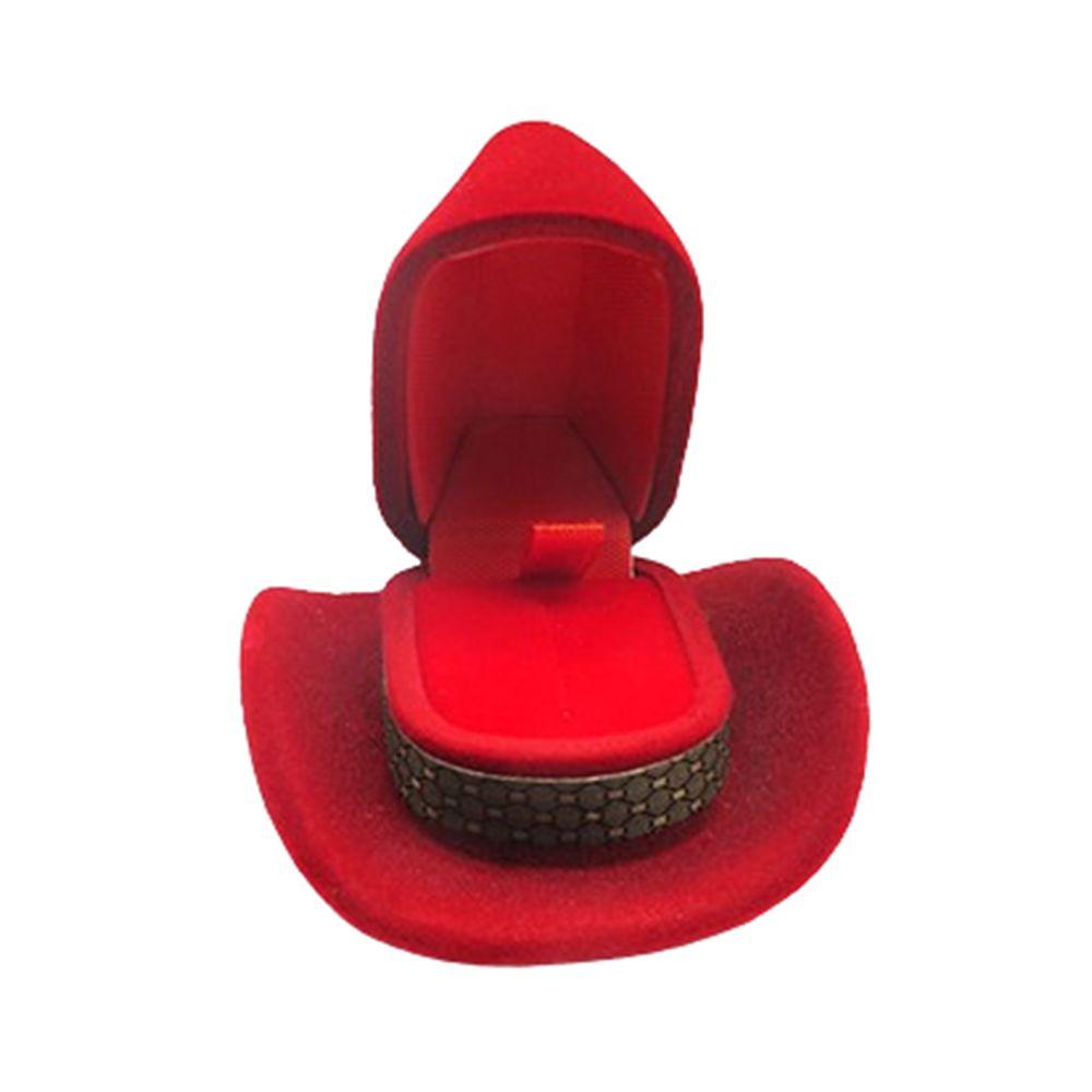 Винтажная ковбойская шляпа в западном стиле, коробка для колец, флокированная, креативная, коробки для хранения ювелирных изделий, свадьба