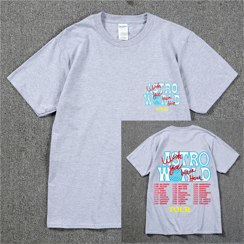 New Summer Hip Hop T Shirt Unisex Women Cactus Jack Harajuku TShirts WISH YOU WERE HERE Letter Print Tee Tops