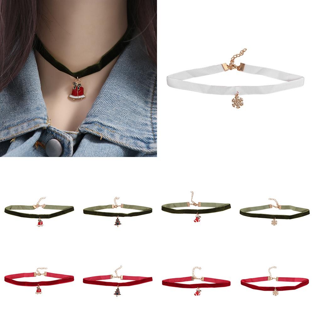 Рождественское колье Санта-Клауса с мультяшным кулоном, колье, индивидуальное бархатное ожерелье с воротником для девочек