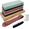 Knife Sharpening Stones Set Knife Sharpening Kit 400/1000 3000/8000 Grit Wet Stone Flattening Stone Angle Guide Leather Strop