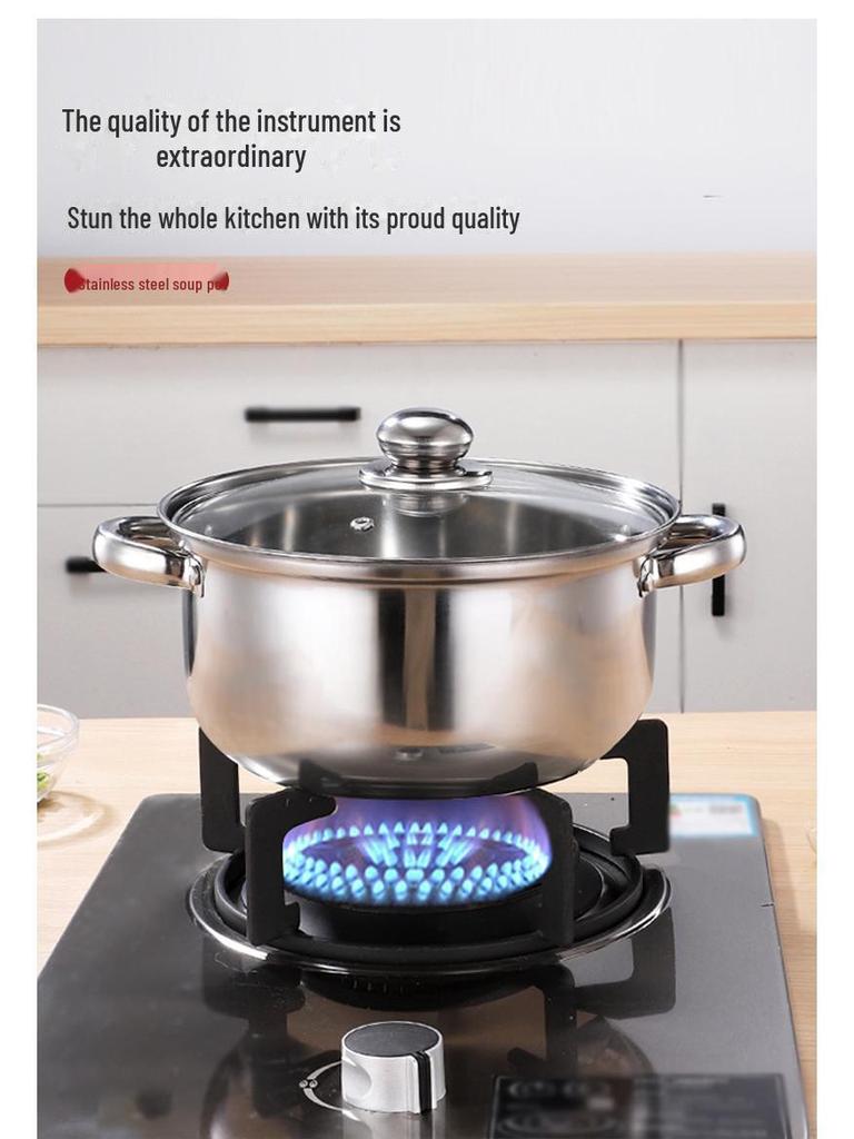Stainless Steel Thickened Double-Ear Soup Pot (22/24/26cm) with Double Bottom and Gift Box