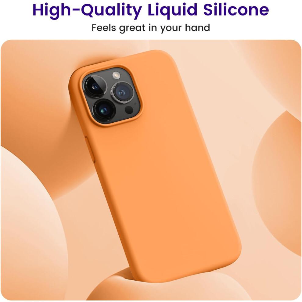 (iPhone 15 Pro Max case, Orange) Compatible with iPhone 15 Pro Max Case, Silicone Shockproof Slim Thin Phone Case