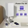 Fabric Bedside Table Lamp Nightstand Lamp with Warm White LED Bulb Desk Light Touch Control USB A