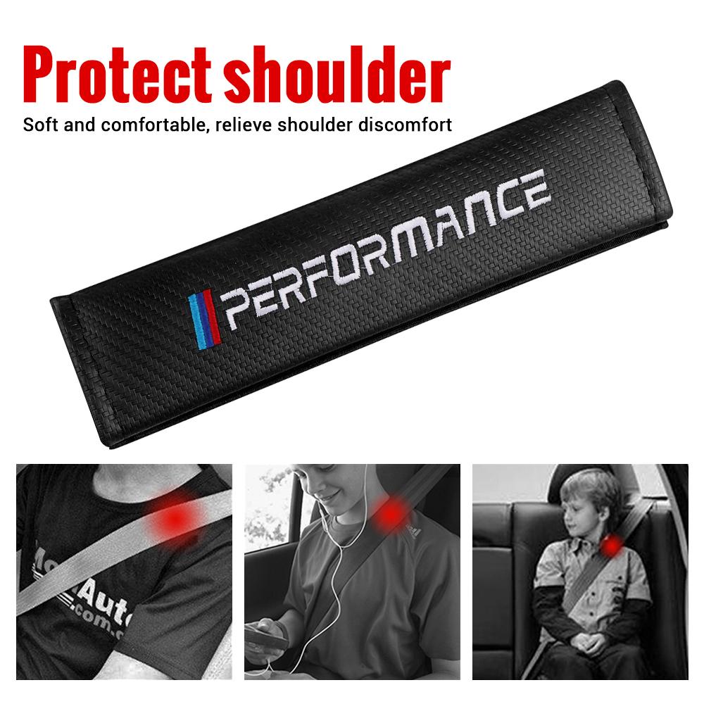 2PCS Carbon Fiber Car Seat Belt Cover Embroidery Shoulder Support Pad for Bmw M Performance F20 F30 G20 f31 F34 F10 G30 F11 F25