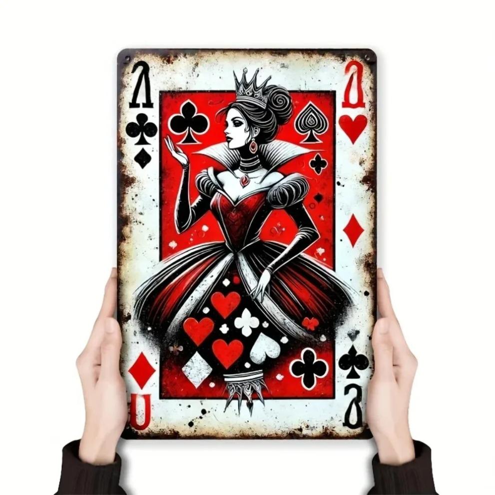 AliceQueen Металлическая жестяная табличка Винтажные игральные карты 2D Ретро настенное искусство для дома Бара Паба Декор