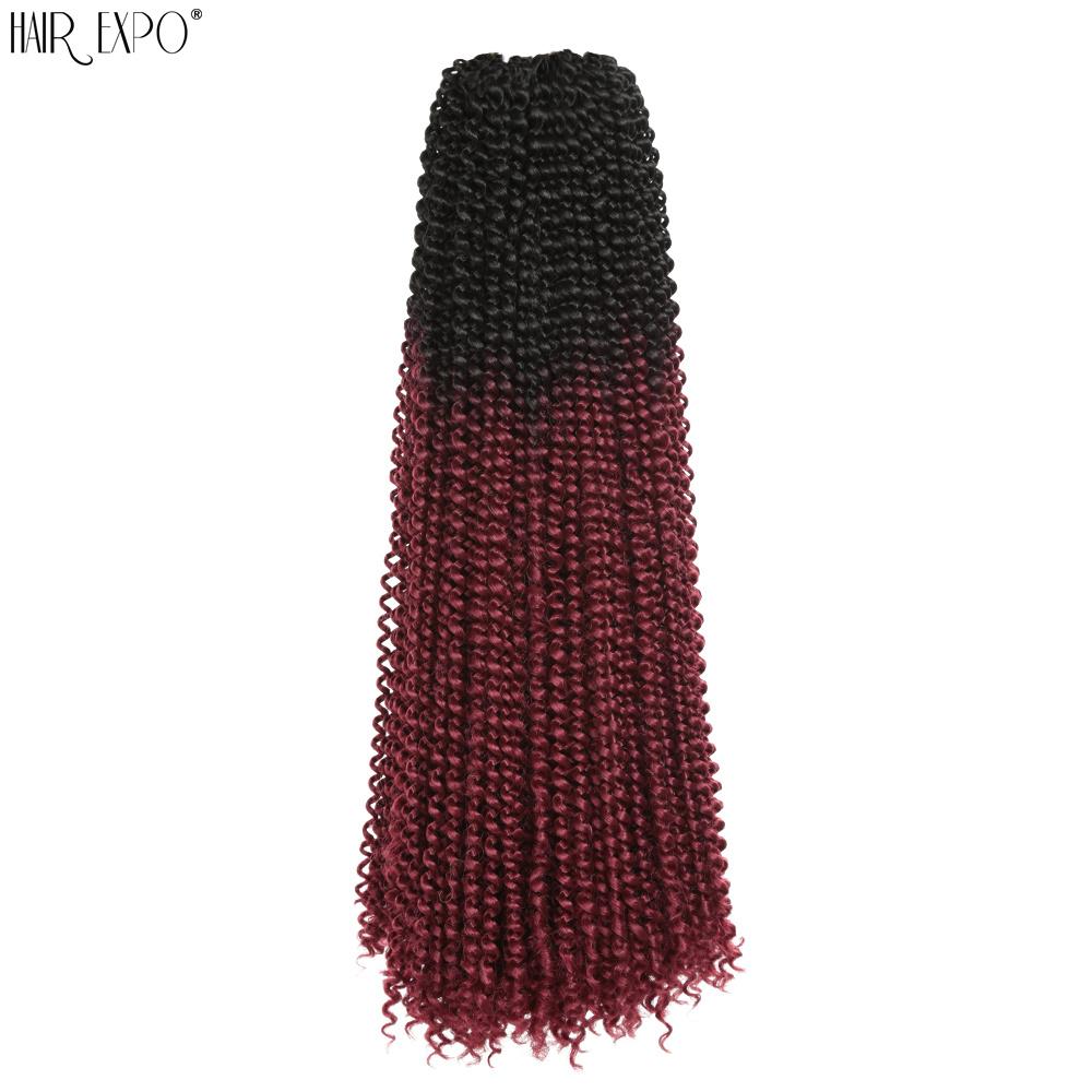 22"Passion Twist Crochet Hair Synthetic Braiding Hair Pre-Looped Water Hair Extensions Ombre Pre-Twisted Braids Hair Expo City