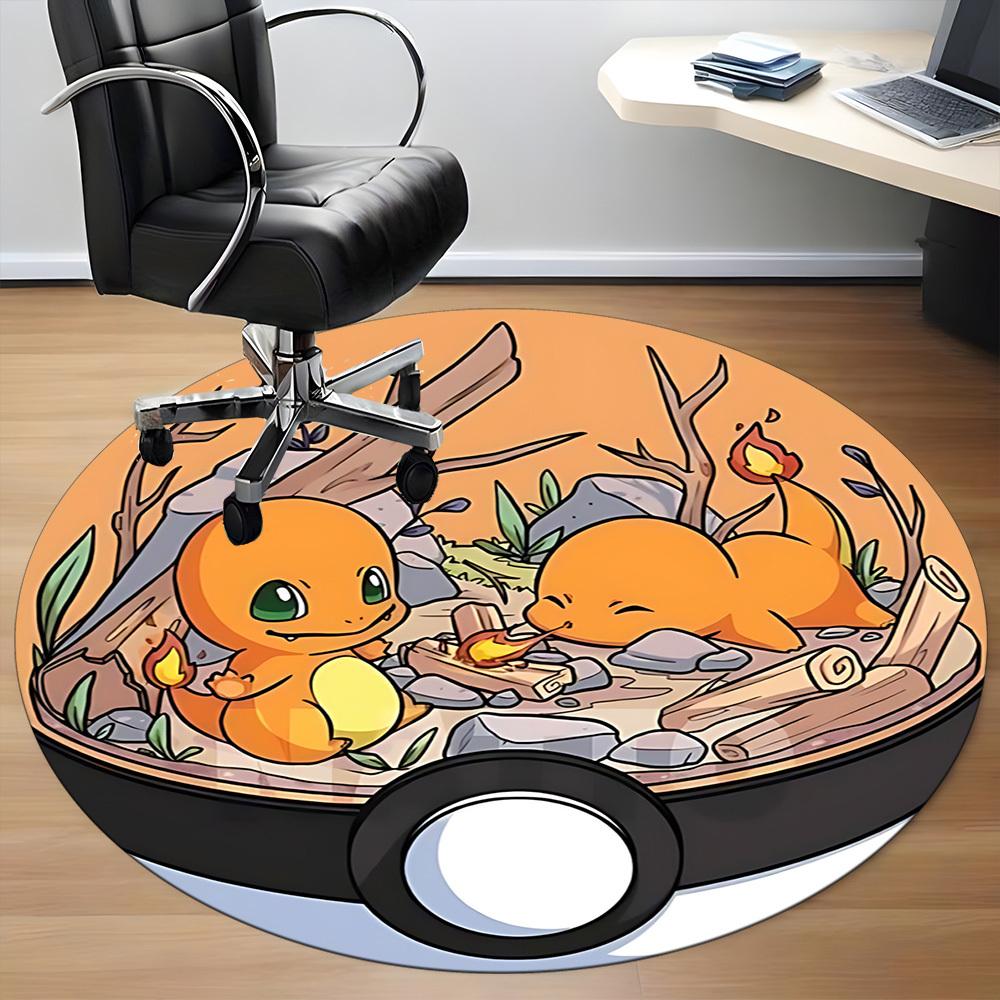 1pc Poke Ball Pokémon Charmander Office Round Area Rug, Under Office Chairs Bedroom Living Room Home Decor a092