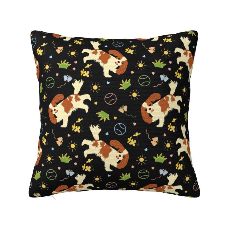 Custom Cavalier King Charles Spaniel Family Group Pillow Case Sofa Dog Modern Cushion Cover Square Pillowcase