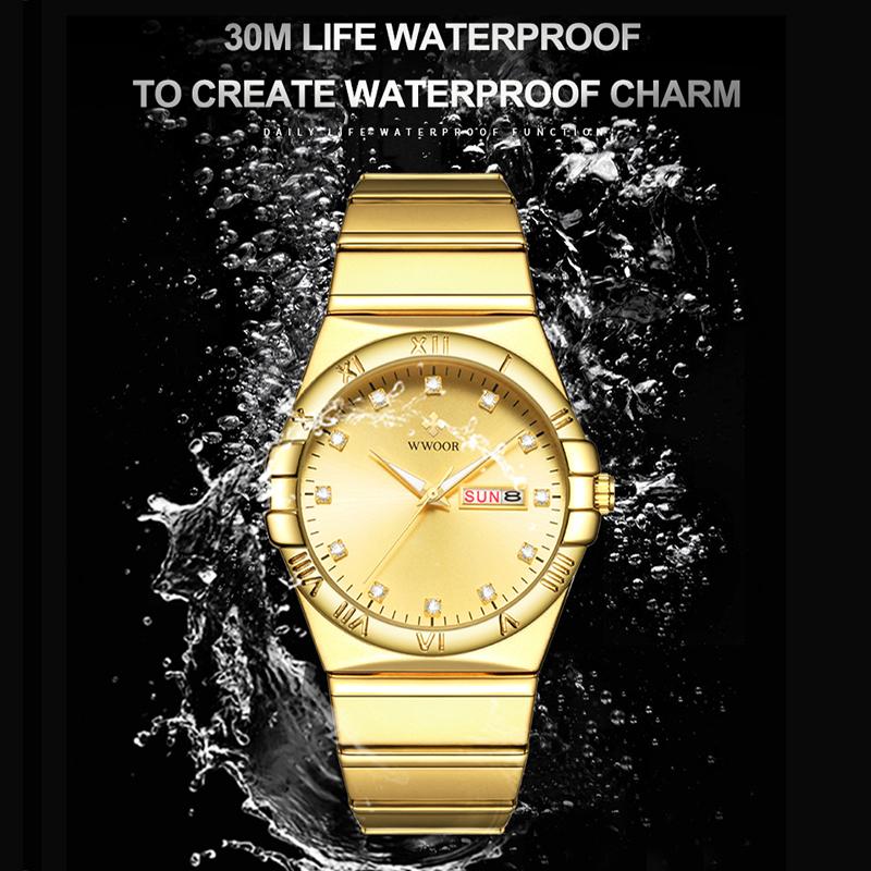 WWOOR Luxury Watches For Men Fashion Business Waterproof Stainless Steel Luminous Men's Quartz Wristwatches Male Reloj Hombre