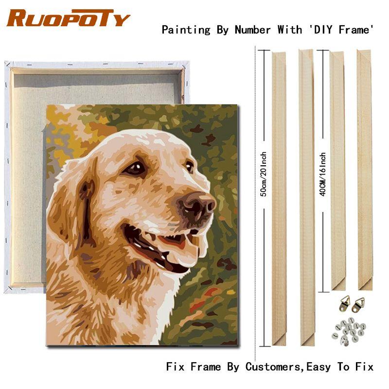 RUOPOTY Рамка для самостоятельной сборки, кошки, животные, картины по номерам, наборы для самостоятельной сборки, ручная роспись маслом, современное настенное искусство, холст для домашнего декора 40x50 см