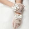 Kids Girl White Black Mesh Bow Lace Gloves - Elegant Party Supplies For Birthday Ceremony Coronation Accessories