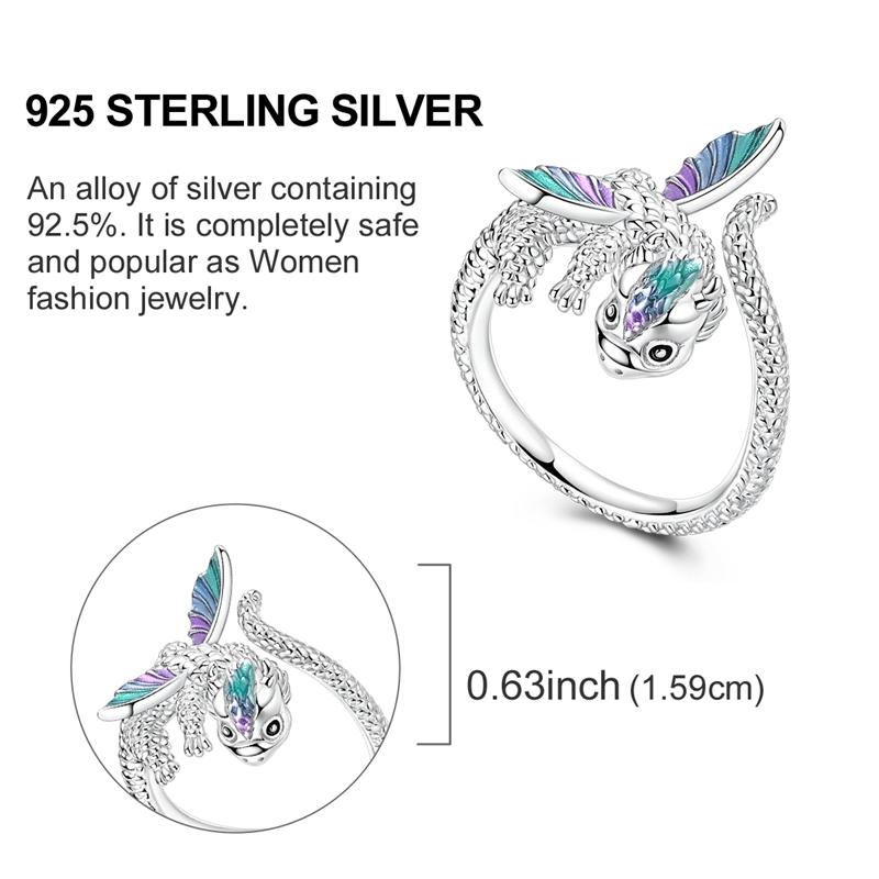 Original Rings 925 Silver Simple Sparkling Heart Bow Dragon Firefly Star Moon Ring for Women Girls Wedding Jewelry Gift