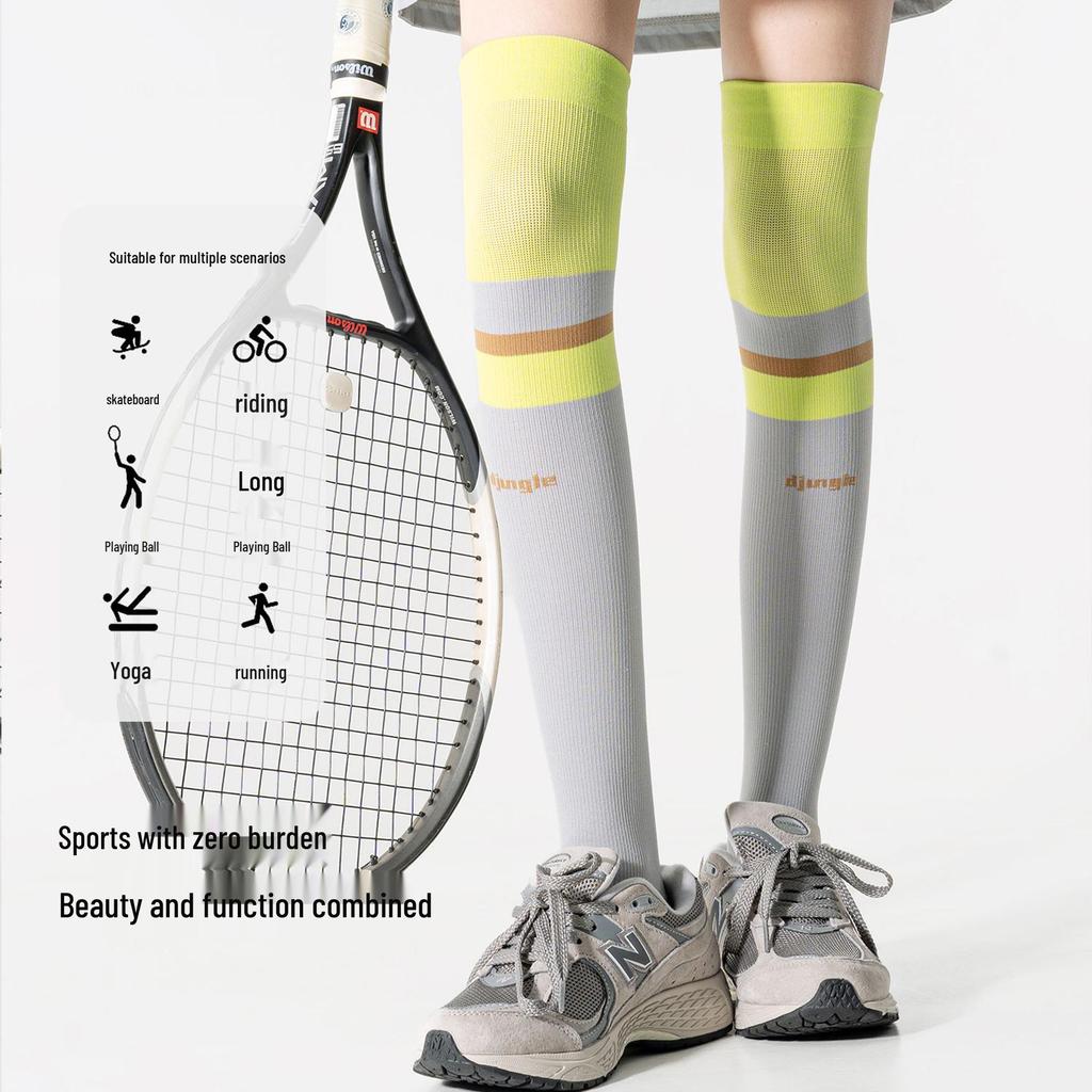 Женские компрессионные спортивные носки выше колена для велоспорта, пешего туризма, бега, альпинизма, фитнеса и поддержки середины икры.