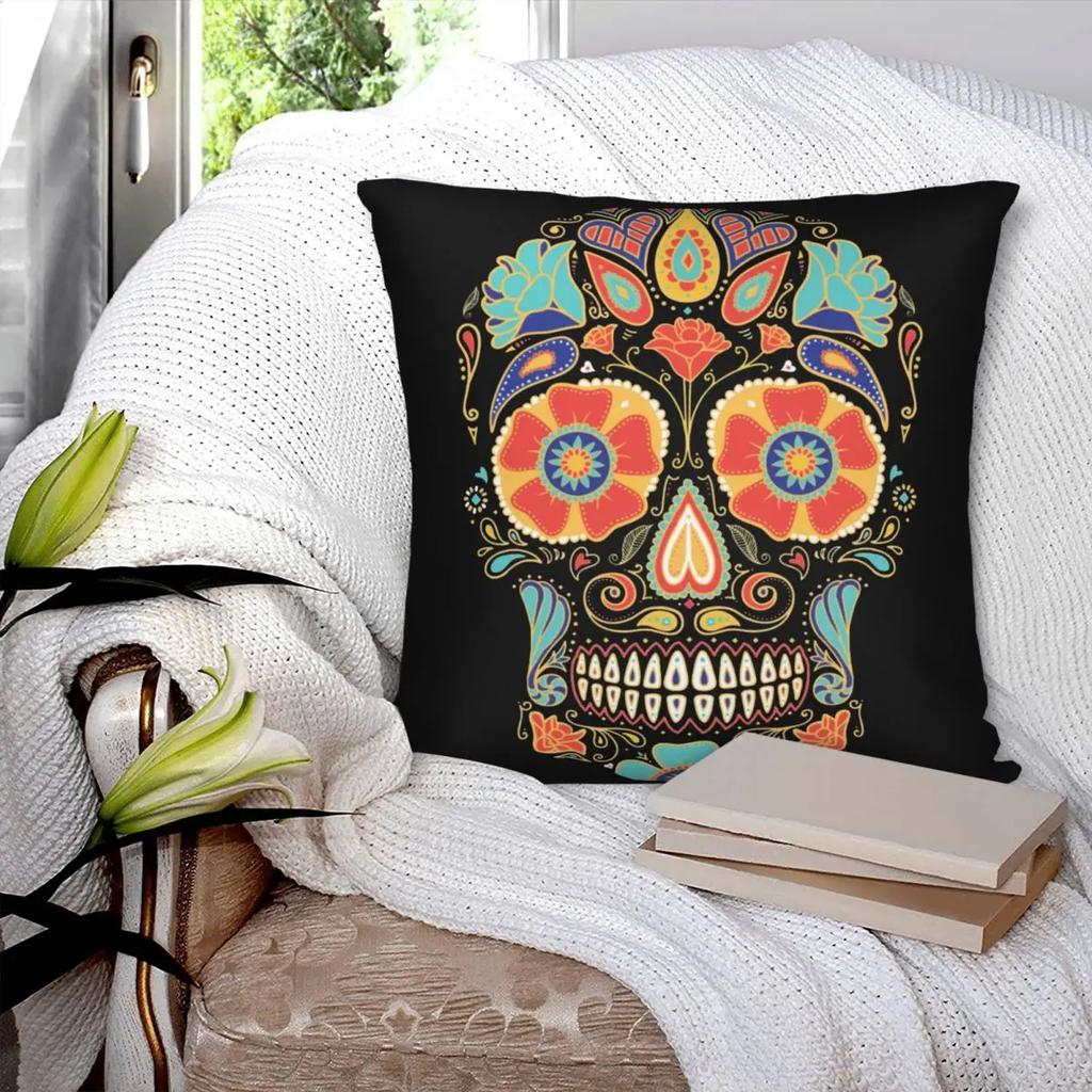 Sugar Skull Candy Pillowcase Double-sided Printing Cushion Cover Decoration Throw Pillow Case Cover Home Square