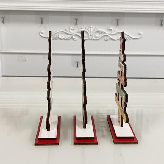 Мини-Рождественская елка Деревянное украшение с надписями Прекрасный мультяшный деревянный рождественский елочный декор Рождественская вечеринка Украшение домашнего стола