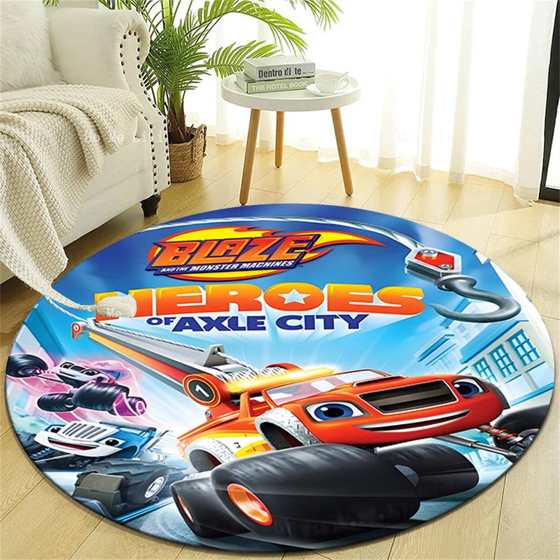 1pc Blaze and the Monster Machines Design Printed Area Round Carpet for Bedroom Living Room Home Decor Rugs Mat Non Slip Mat Rug for Bedside