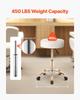 Round Rolling Stool Swivel Work Stool with Wheels Height Adjustable White