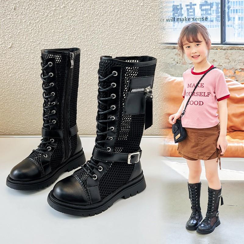 Girls High Shaft Ankle Boots Breathable Mesh Fashion Kids Ages 4-16