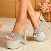 Дизайнерские стильные тканевые женские тапочки с блестками, пикантные шлепанцы на платформе, ультратонкие туфли для стриптиза на высоком каблуке, большой размер 43