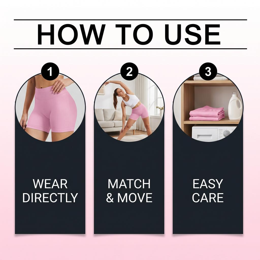 Women's High-Waisted Yoga Cycling Shorts Pink Nylon Spandex Wide Waistband