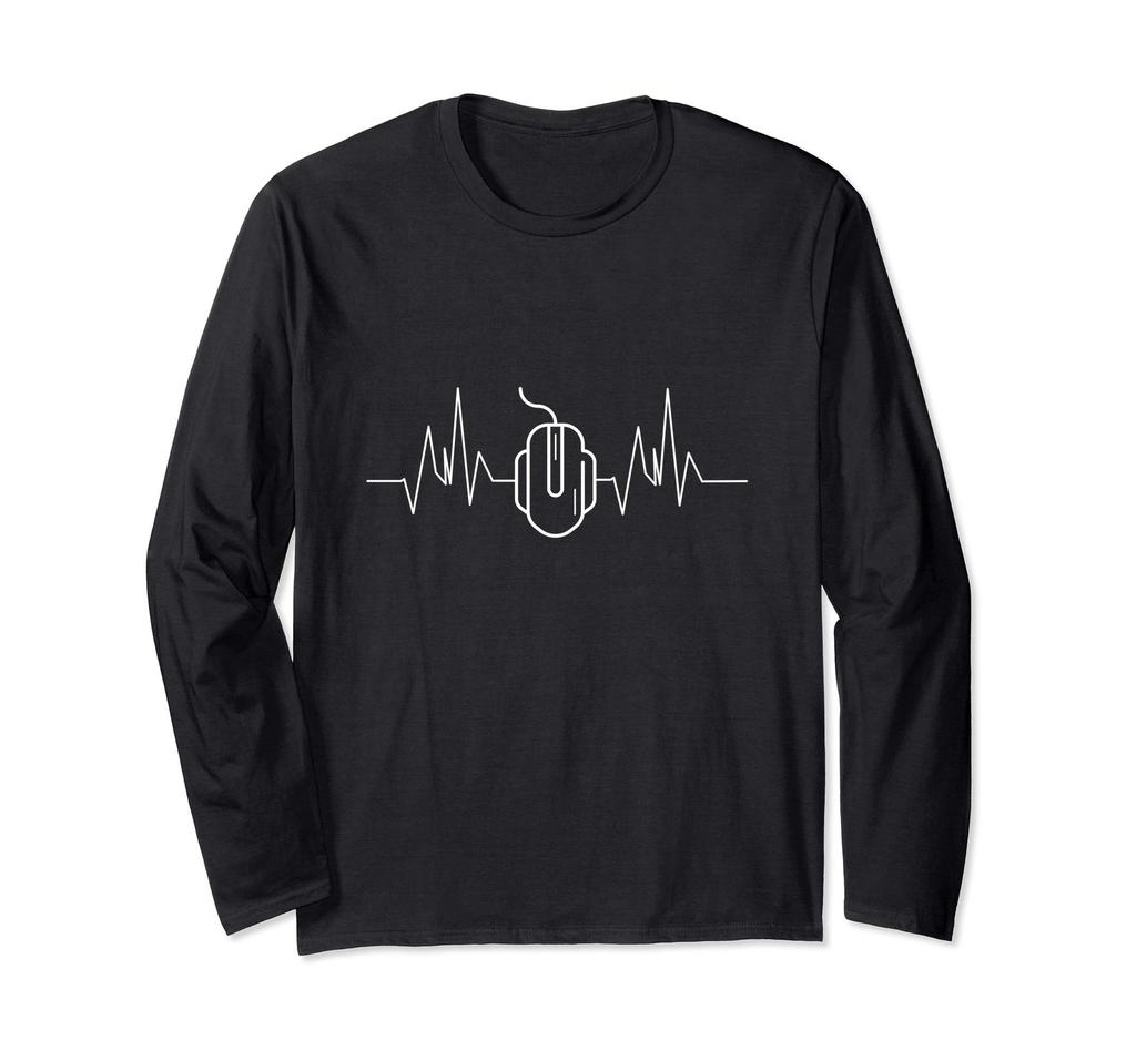 Heartbeat Gaming Gamer Mouse Pulse ECG Long Sleeve T-Shirt