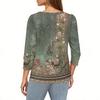 Women's Fashion Casual 3/4 Sleeve Print Shirt Women's V-Neck Tops