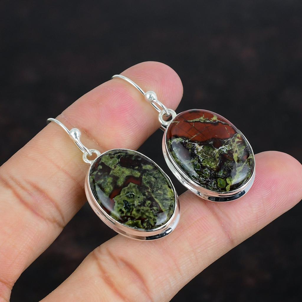 Dragon Bloodstone Earring 925 Sterling Silver Earring Unique Jewelry Handmade Real Gemstone Earring Wonderful Dangle Earrings Gifts For Her