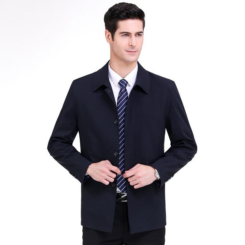 Однобортный мужской пиджак на пуговицах, весенне-осенний стиль, топы для мужчин среднего возраста, стиль «папа», свободный, большой размер, повседневная одежда без глажки
