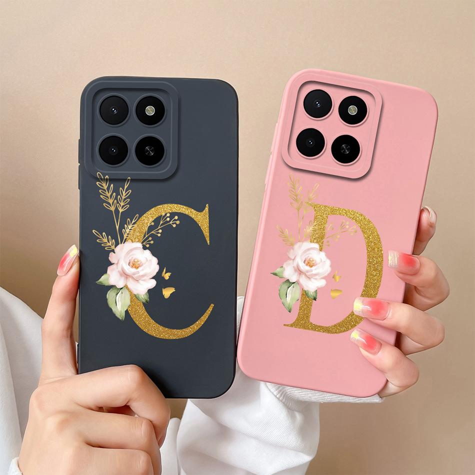 Для Honor X5B Plus X5 Чехол Простая Буква Имени Мягкий Гладкий Жидкий Силикон Ударопрочная Задняя Крышка Телефона Для Honor X 5 X5bPlus Capa