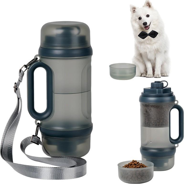 33.5oz Portable Dog Water Bottle for Travel Hydration&Food Feeder 6.5oz Food Container, Leak-Proof, Outdoor, Walking, Hiking