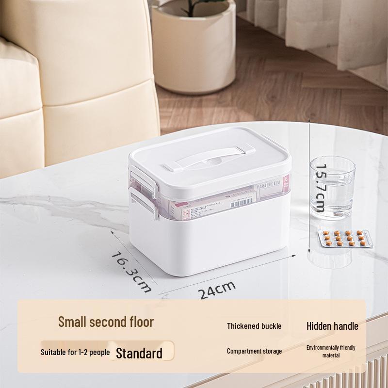 Бытовой многослойный органайзер для лекарств: Большая вместимость с маленькой таблетницей и аварийным хранилищем