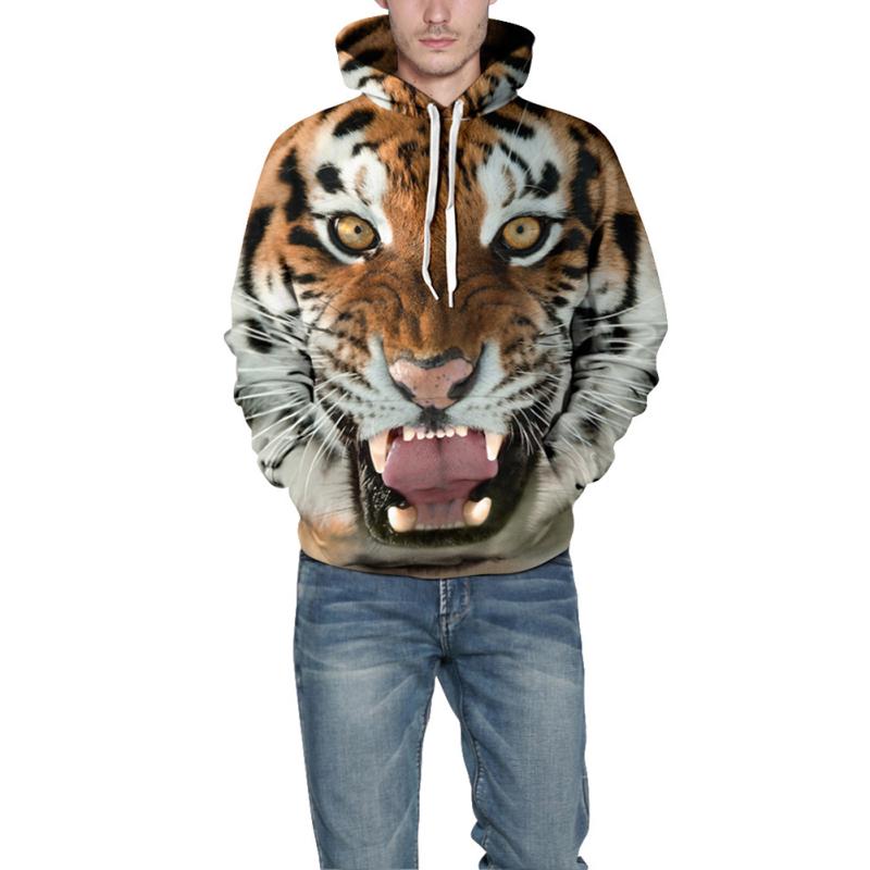 Halloween 3D Printed Tiger Hoodie Animal Cool Long Sleeve Hooded Pullover