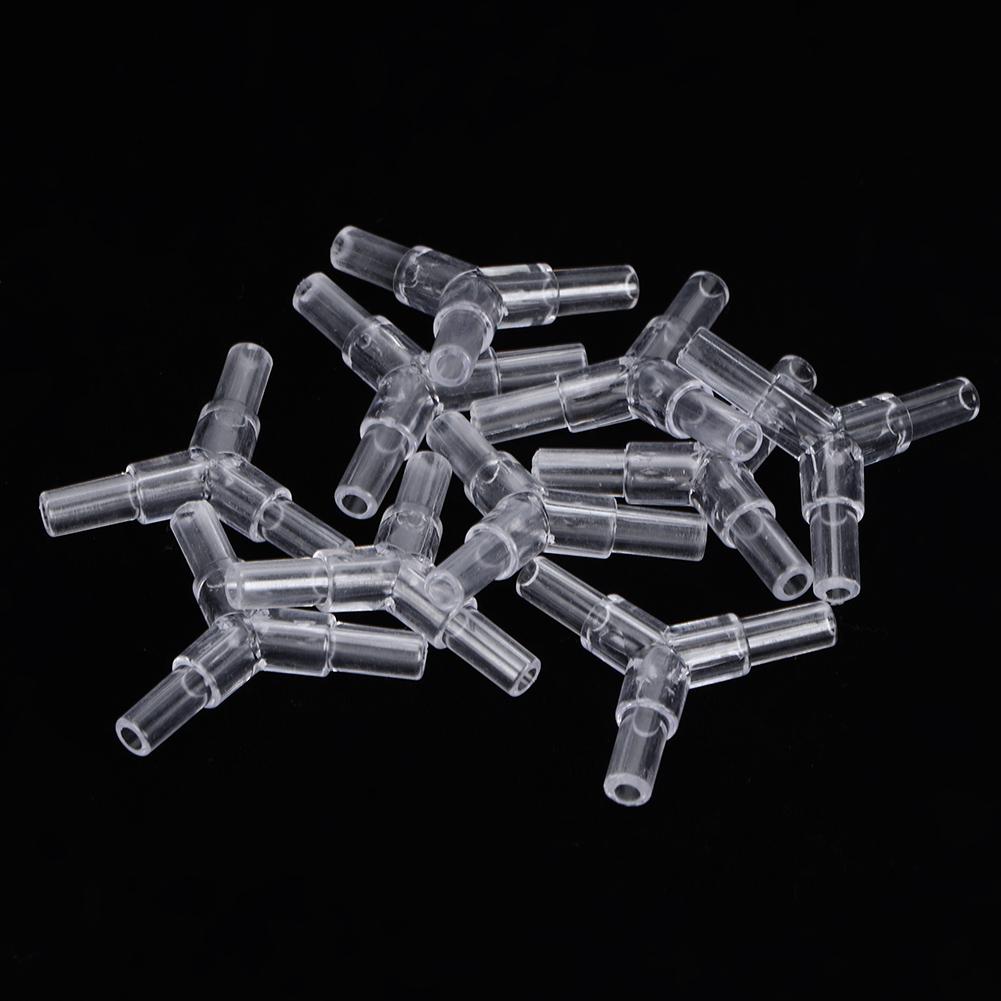 20PCS Transparent Acrylic 3 Way Fish Tank Line Tubing Joint Aquarium Y Shape Air Pump Soft Pipe Tee Connector