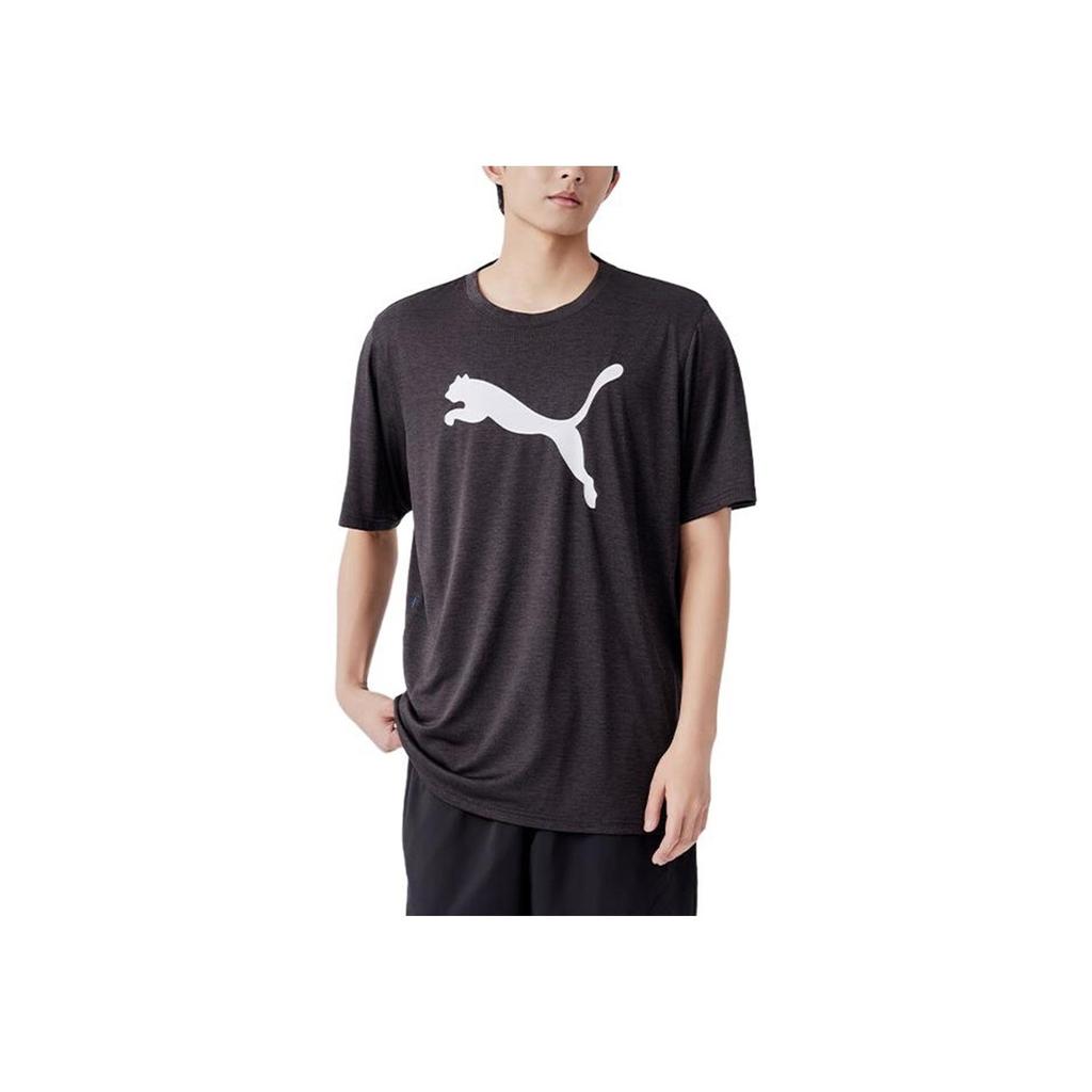 Puma Футболка с коротким рукавом с логотипом, светоотражающая, влагоотводящая, быстросохнущая, дышащая, мужская, черная 520139-01