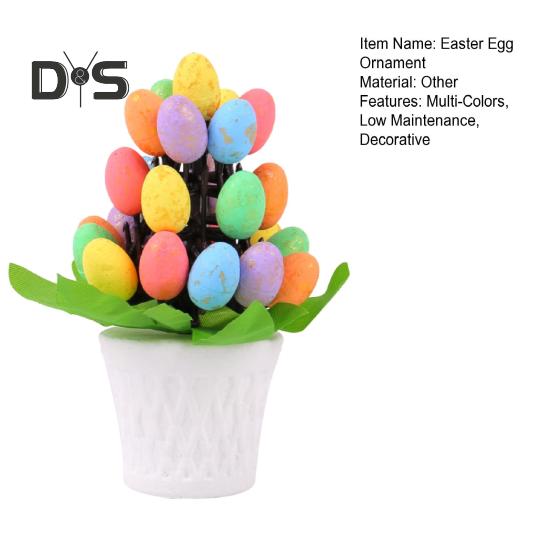 Easter Egg Ornament Easter Egg Bonsai Tree Low Maintenance Artificial Eggs Plants Desktop Easter Decoration Multicolor Potted Easter Ornament