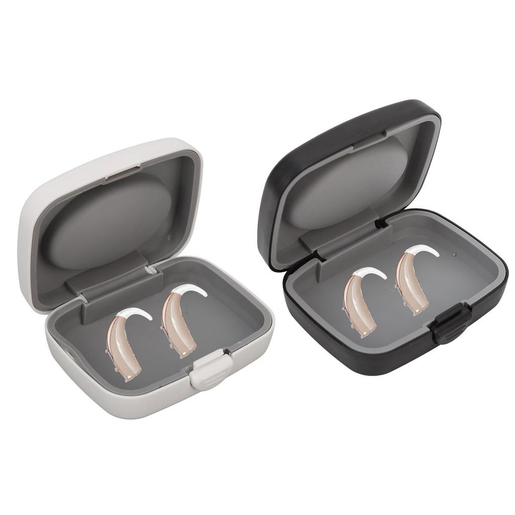 Hearing Aids Case Large Capacity Portable Quadrate Black Hearing Aids Storage Box for Home Outdoor T