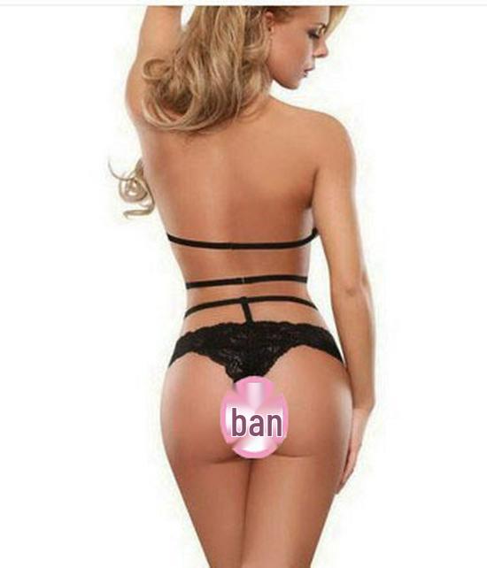 Сексуальное кружевное белье-искушение с бантом, комплект из трех предметов