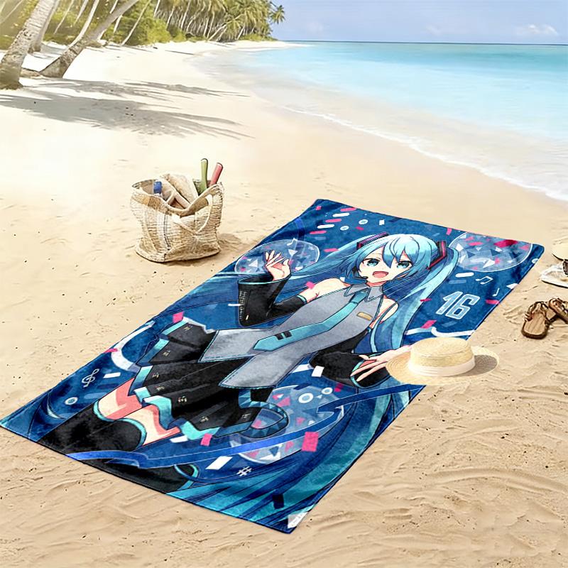 Hatsune Miku 2D Flat Print Beach Towel, Large Soft Quick Dry Towel for Beach Camping Swimming.NSTJ0928240