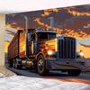 1pc Powerful Truck Sunset Large Size Background Banner, Polyester MaterialXY