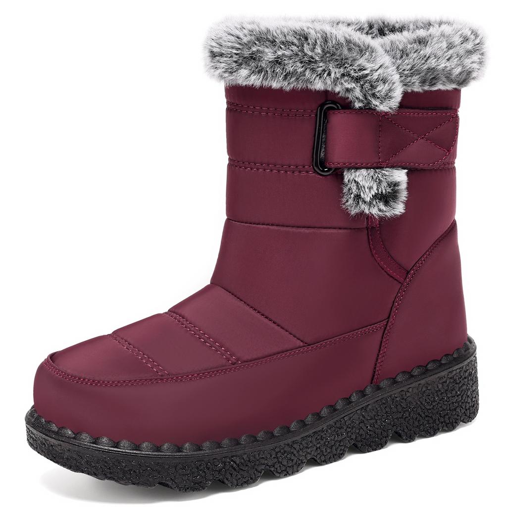 Snow Boots for Women In Winter Plus Size Women's Boots Polyurethane and Plush Thick Cotton Boots High Cut Thick Soled Cotton Shoes