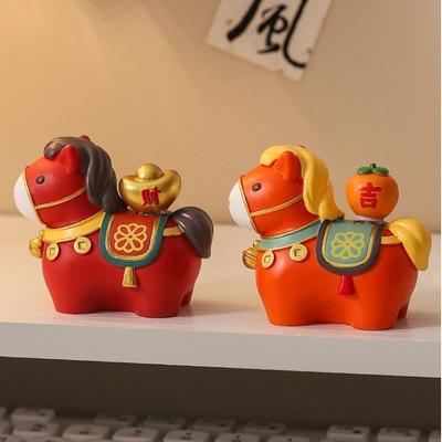 Вращающаяся фигурка пони из смолы Уникальная форма мультяшной лошади Украшение Яркий дизайн Изысканные фигурки лошадей Зодиака