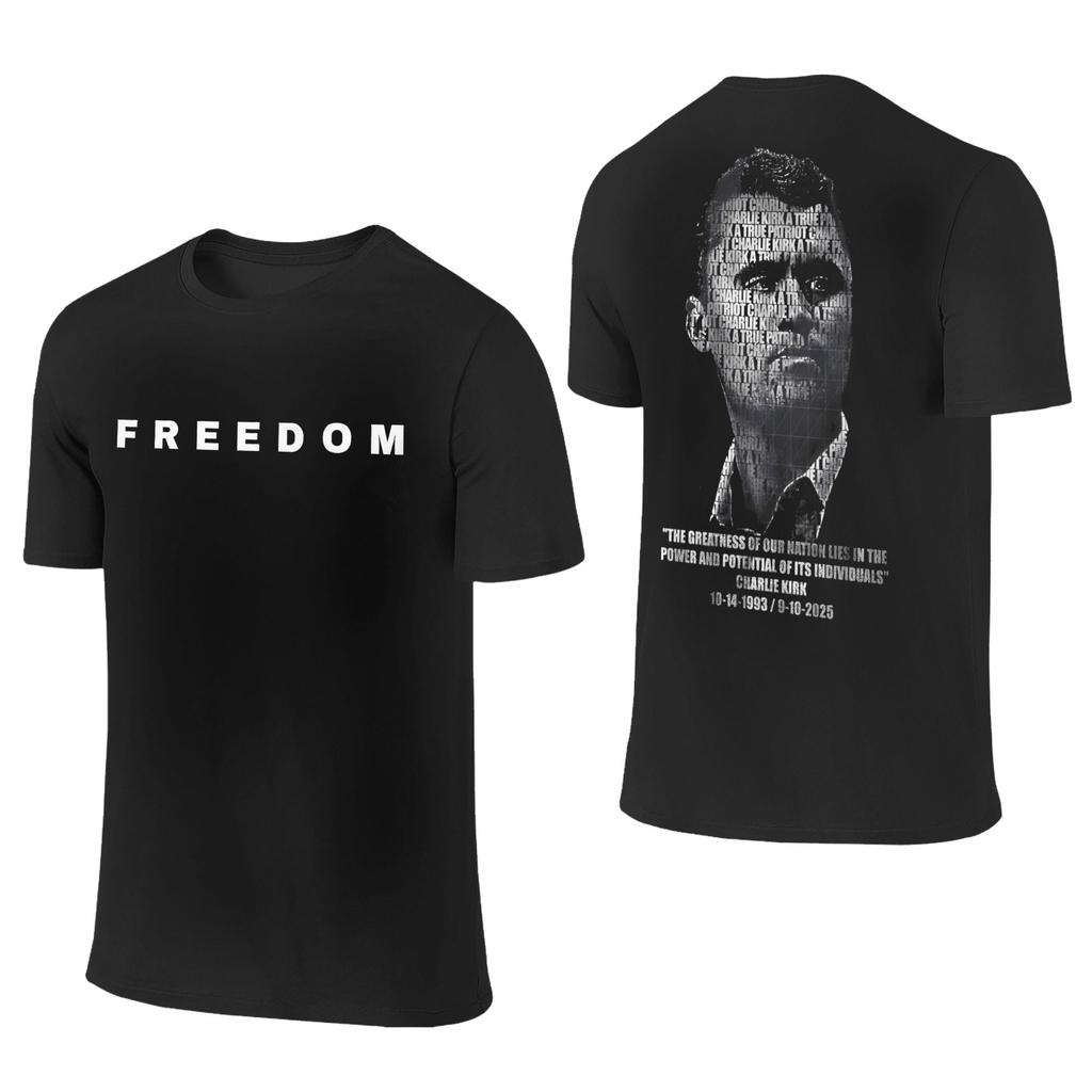 Men Women T-Shirts Freedom Charlie Kirk Eagle Prayer 100% Cotton Tee Shirt True Patriot T Shirts Clothes 2-sided Graphic Printed