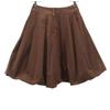 FOXEY NEW YORK made in Japan Mini length Pleated skirt 38 Brown Back zip Women Used