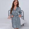 Пижамы женские летние сексуальные шелковые халаты пижамы с длинными рукавами на шнуровке короткая домашняя одежда весенне-осеннее утреннее платье невесты